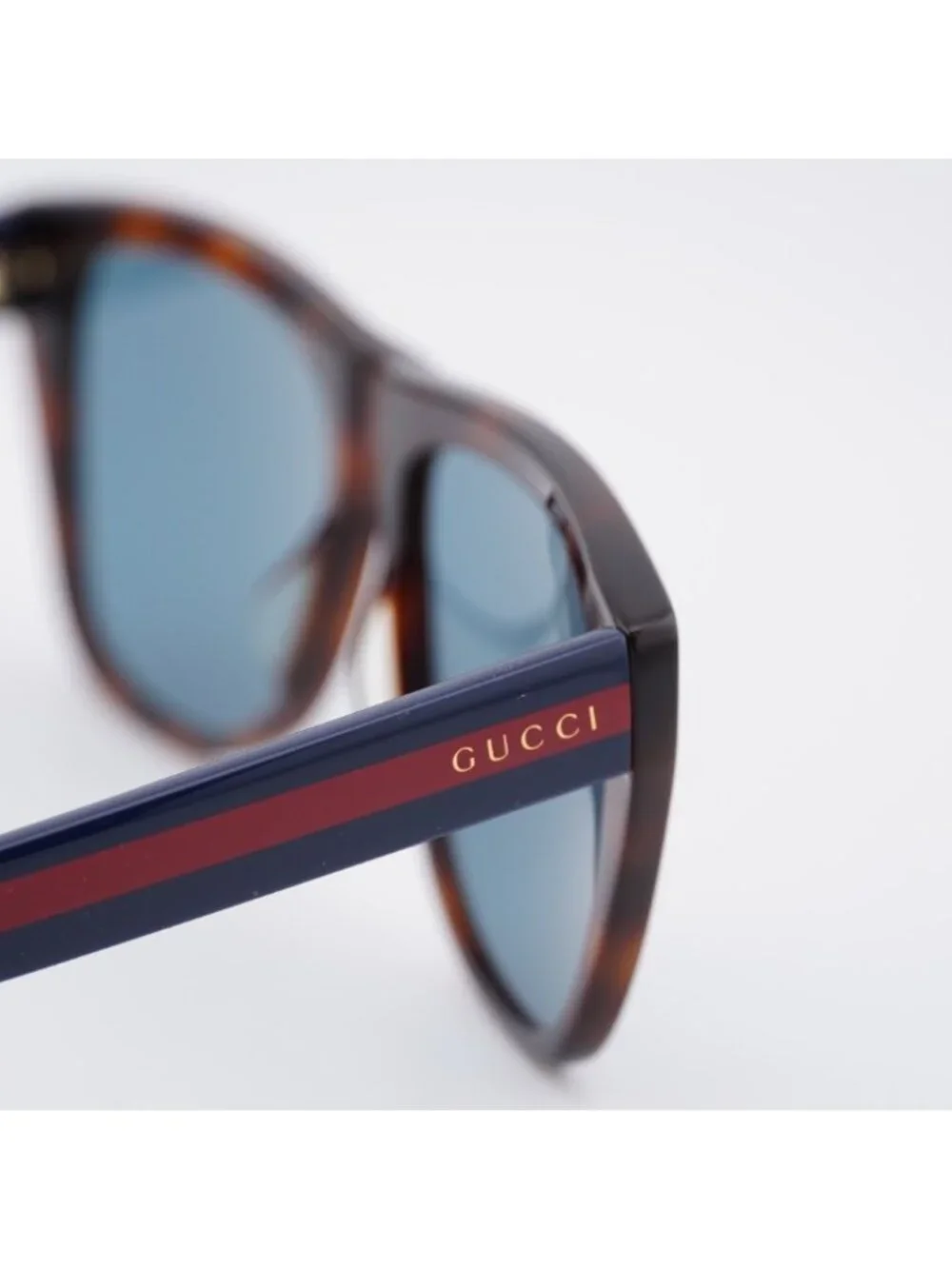 Gucci GG0926S 001 Sunglasses Havana Square Frame, Blue Lenses